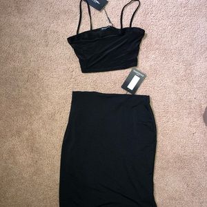 Prettylittlething slinky top and skirt set